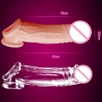 OLO Male Soft Reusable Penis Sleeve Realistic Shape Dildo Extender Enlargement Delay Ejaculation Erotic Ring Sex Toy For Men