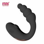 FAAK U-Shape Double Head Shaking Vibrator Silicone Beads Butt Plug Couple Sex Toys Male Prostate Massager Clit Stimulate