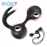 Ikoky, IKOKY Huge Inflatable Anal Beads Prostate Massager With Metal Ball Anus Expander Adult Products Silicone