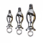 3pcs/set Anal Plug Anus Sex Toys For Couple Adults Stainless Smooth Steel Pull Ring Prostate Massager Stimulator Butt Plug Tail