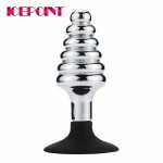 11.5cm Stainless Steel Butt Plug Anal Massager Spiral Beads Stimulation Thread Anal Plug Anus Sex Toy for Women Men BDSM Product