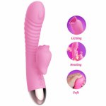 Silicone G spot Heating Dildo Vibrator Clitoris Stimulation Licking Tongue Sucking Vibrator Vaginal Massage Sex Toys For Woman