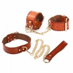 Adult sex goods leather collar sexy high-grade handcuffs collar set