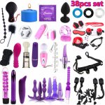 38pcs set Sex Intimate BDSM Bondage Kit Set Silicone Anal Vibrator Fetish Sex Toys for woman sex produc shop Vibrator dildo