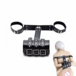 Black PU Leather bondage arm handcuffs adult SM game cosplay Sex toys for women BDSM slave Femdom tools