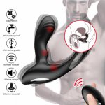 Male Prostate Massage Vibrator Anal Plug Silicone Waterproof Stimulator Butt Delay Ejaculation Ring Remote Control Toy for Men