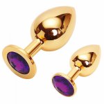 2 in 1 Luxury Gold Stainless Steel Butt Plug Size M & S Metal Anal Plug Dilator Gay Adult Sex Toys for Men and Woman Sex Shop