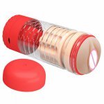 Realistic Vagina With Vibrator Multi-speed Masturbation Sex Cup For Man Adult Sex ToyMale Masturbator Pocket Pussy Red/Black