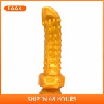 Faak Sexy Bump Simulation Penis Butt Plug Female Masturbation Device Silicone Simulation Golden Dildo Sex Toy