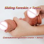 Sliding Foreskin Realistic Huge Dildos Testis G Spot Stimulate Penis Big Fake Dick Females Masturbation Sex Tools Toys For Women