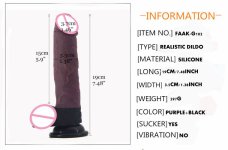 Faak, FAAK Golden Silicone Simulation Penis Anal Plug 19cm*3.7cm Masturbation Dildo Bottom Suction Cup Is Suitable For Bathroom Rooms.