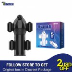 Adult Sex Toy For Men Penis Massager With 2 Caps Male Masturbator Delay Lasting Trainer Sex Products Glans Vibrator For Male