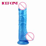 Pink Blue Crystal Huge Dildo Realistic Rubber Suction Cup Penis for Women Masturbation G-Spot Real Dick Massager Adult Sex Toy