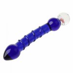 Blue Flower Glass Penis Women Massager Pyrex Crystal Dildo Glass Dildo Anal Plug