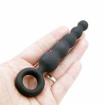 Five Bead Interlocking Black Silicone Anal Plug Dildo Sex Toy for Women and Men Penile Anal Beads Plug G Spot Massager