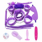 FX 11pcs/Set Handcuffs, Footcuffs, Anal Plug, Vibrator Dildo Adult Game Erotic Toy Women Fetish Bondage Sex Toys