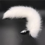 White Fox Tail Backyard Plug Stainless Steel Tail Metal Anal Plug Flirting Goods Masturbation Backyard for Men and Women