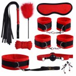 9/10pcs Adult Handcuffs Ball Whip Kit Bondage Set Couple SM Sex Toy Adult Games Sex Toys Handcuffs for Sex Whip Bdsm Bondage Set