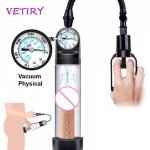 Penis Pump with Pressure Gauge Penis Extender Penile Enlarger Vacuum Pump Sex Toys For Men Male Masturbator Dick Enlargement