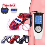 Strongest BDSM Power Box,USB Charging Timer Lock Chastity Belt,Electro Shock Cock Cage Ball Stretcher,Penis Ring Sex Toy For Men