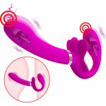 Double-heads 12 Speed Vibrating Strapless Strap-on Dildo Vibrators for Women Penis Lesbian Erotic Adult Sex Toys for Couples