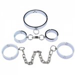 3 Pcs/set SM Heavey Chain Stainless Steel Bondage Set with Handcuffs Anklecuffs Neck Collar Bdsm Restraint Slave Role Play