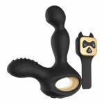 Swinging Vibration Heating Remote Control Back Court Massager Anal Plug Male Erotic Masturbation Device