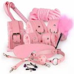 10PCS Fetish Kits Bed Restraints Bondage Plush PU Sexy Flirting Alternative Toys Tied BDSM Bondage Set