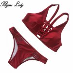 Rhyme Lady bikinis women 2018 bandage cross tap swimsuit crop top swimwear push up biquini beach wear sexy bathing suit