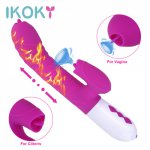 Ikoky, IKOKY Dual Tongue Vibrator Dildo Vibrator Wand G Spot Clitoris Stimulator Sex Toys for Women Heatable Telescopic Vibrator