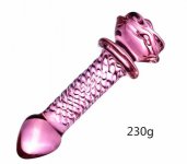 Glass Dildo Pink Rose Flower Shape Vaginal Anal Butt Plug Self Comfort Masturbator Sex Toys for Woman