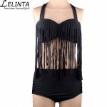 LELINTA Plus Size 3XL Sexy Fringe Bikini Set Women Swimwear Swimsuit Tassel Halter High Waisted Female Tanikini Bikini