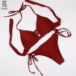 Sexy Cross Brazilian Bikinis Women Swimwear Thong Bikini 2018 Swimsuit Push Up Bikini Set Halter Top Beach Bathing Suit Swimwear