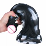 Wholesale Abyssal Behemoth Black and White Mixed Color Liquid Silicone Penis Anal Plug SM Sex Toys Comrade Lala