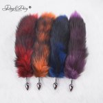 DAVYDAISY Soft Real Fox Fur Tail Metal Anal Plug Stainless Steel Butt Plug Erotic Women Adult Sex Accessories for Couples AC106