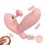 3 IN 1 Sucking Vibrator Anal Vagina Clitoris Stimulator with Remote Invisible Wear Heating Oral Suction Sex Toys for Women Gift