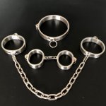 304Stainless Steel Separable Chain Handcuffs Wrist Ankle Cuffs With Stealth Lock Slave Collar Restraints Fetish BDSM Adult Games