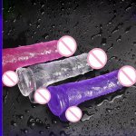 DLX Crystal Jelly Dildo Realistic Sex Toys for Woman Soft Male Artificial Penis Suction Cup Strapon Purple Dick Lesbian Sex Toy