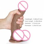 Realistic Dildo Dual Density Liquid Silicone Adult Sex Toys Female Masturbator G-Spot Penis Dong with Suction Cup 8.46 Inches
