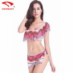 Sexy Women Bikinis Mesh Layer 2017 Brazilian Push up Bikini Set Flounced Top Swim Swimsuit Bathing Suits Female Biquini Swimwear