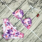 Weljuber Summer Swimsuit Women Flower Print Bikini Swimwear 2018 Sexy Push Up Padded Bikini Sets Vintage Brazilian Biquini