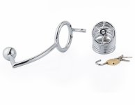 Stainless Steel Male Chastity Cage With Anal Plug Butt Plug And 40/45/50mm Penis Ring for Men BDSM Cock Cage Chastity Belt