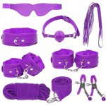 Sex Toys for Couples Exotic Accessories Leather Sex Bondage Set Lingerie Handcuffs Whip Rope Nipple Clip for SM Adult Game