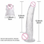 32CM Realistic Dildo With Suction Cup Inch Transparent Belt Curved Axis And Ball G spot Vaginal Stimulator Female Penis Sex Toys