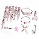 Jiuai, Jiuai Sex Products 9 Pcs Bondage Sets Ball Gag Collar Leash Sexy Blindfold Handcuffs Legcuffs PU Leather BDSM Toys For Woman