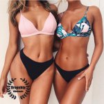 HOT California Girl Bikini Set Women SEXY Micro Bikinis Deep V Top Thong Bottom Summer Print Swimsuit Push up Beachwear Swimwear