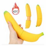 2021 New Banana Dildo 42 Degrees Celsius Heating Rechargeable Banana Female Orgasm Masturbation Device Female Vagina Vibrator