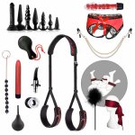 SM bondage training 20-piece set, anal plug, pull beads, binding, leg straps, combination kit, vibration G-spot irritation tool