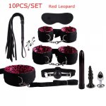 6 colors Exotic Sex Products For Adults Games Bondage Set BDSM Kits Handcuffs Sex Toys Whip Gag Tail Plug Women Accessories