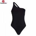 2018 Solid Black off shoulder Swimwear Women One Piece Swimsuit Large Size Sexy Blackless Bikini for girls Monokini Swim Suit